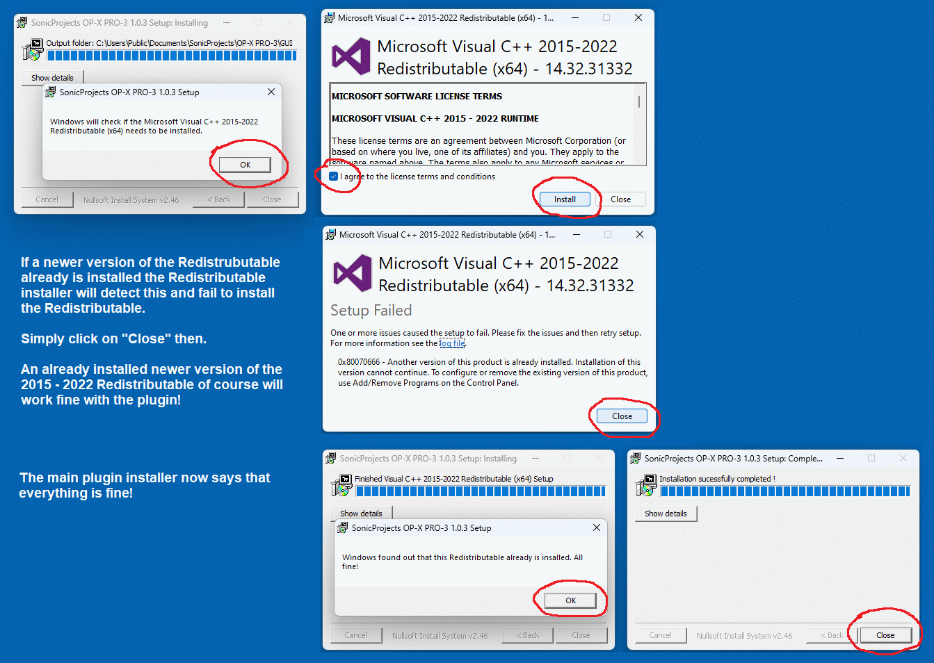 OP-X PRO-II / OP-X PRO-3 - Microsoft C++ Redistrubutable 2015 - 2022 installer failed